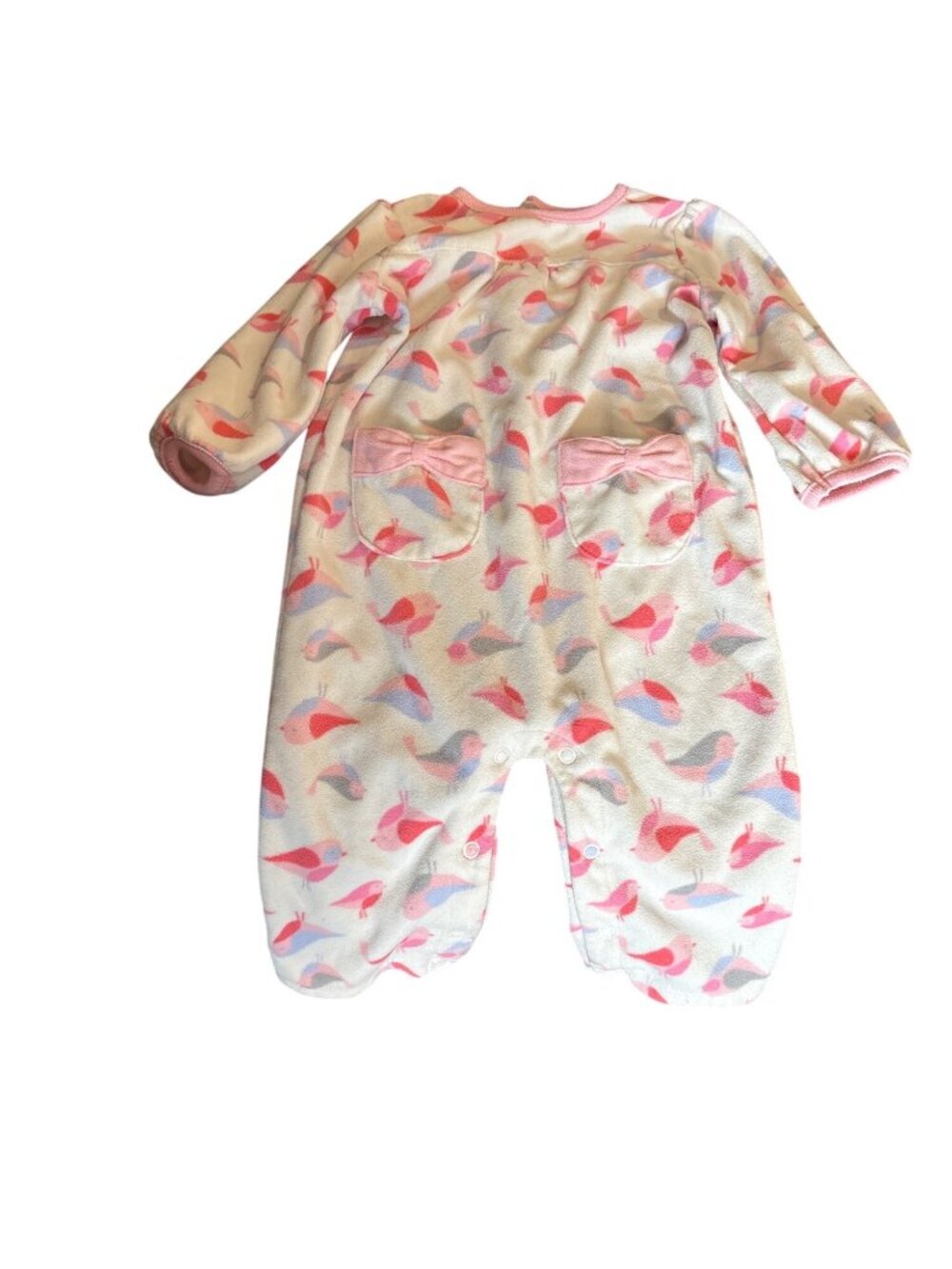 Child Of Mine By Carters Infant Fleece Footed Pajamas 12M Pink Bird Pattern Cott